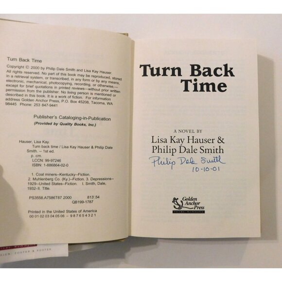 Turn Back Time Lisa Kay Hauser & Philip Dale Smith Signed 2000 Hardcover Jacket - Picture 5 of 6